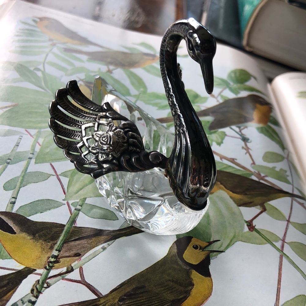 Vtg Sterling swan salt cellar